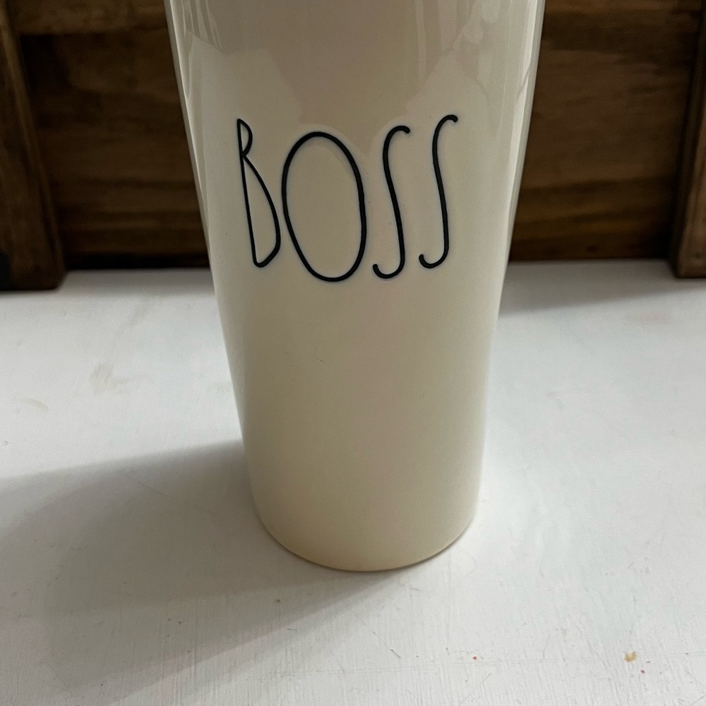 Rae Dunn Cream 'Boss' Tumbler